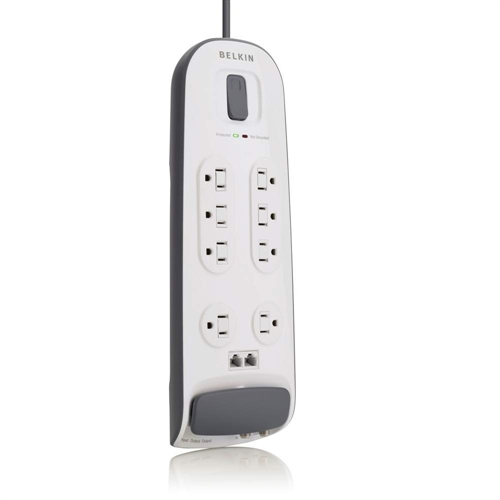 Picture of Belkin 8-Outlet Surge Protector With Telephone Protection - White 6&apos; Power Cord