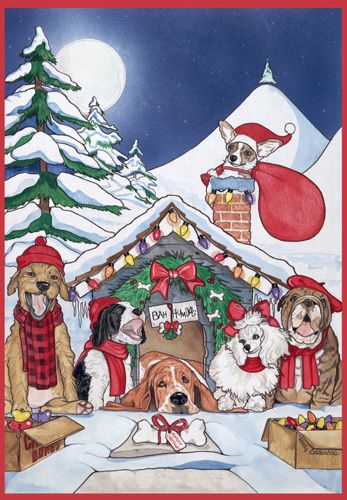 Picture of Pipsqueak Productions C413 Mix Dog With Cat Holiday Boxed Cards