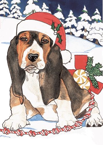 Picture of Pipsqueak Productions C444 Basset Holiday Boxed Cards