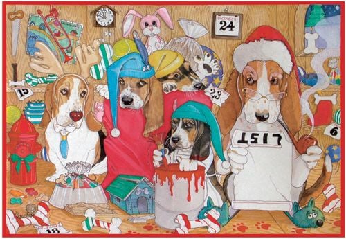 Picture of Pipsqueak Productions C445 Basset Holiday Boxed Cards