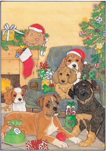 Picture of Pipsqueak Productions C474 Mix Dog  Holiday Boxed Cards