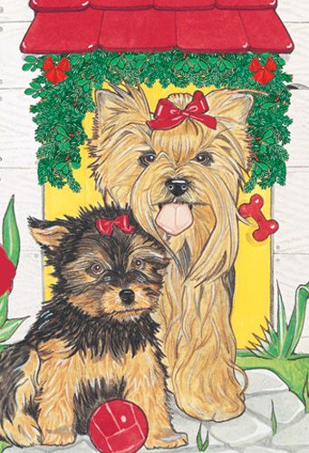 Picture of Pipsqueak Productions C483 Yorkshire Terriers Holiday Boxed Cards