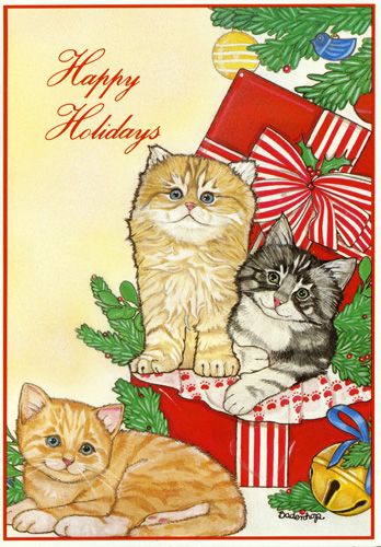 Picture of Pipsqueak Productions C495 Cat Holiday Boxed Cards