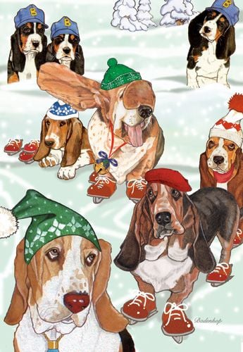 Picture of Pipsqueak Productions C519 Basset Holiday Boxed Cards