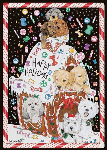 C813 Mix Dog  Holiday Boxed Cards