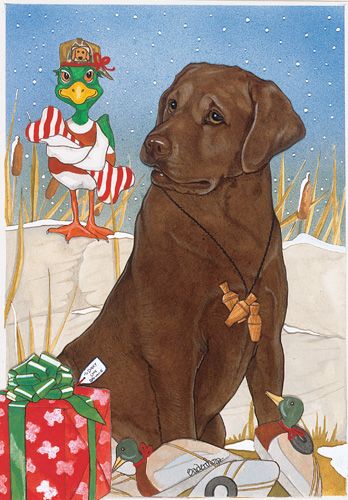 C923 Labrador Chocolate Holiday Boxed Cards