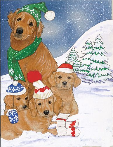 Picture of Pipsqueak Productions C929 Golden Holiday Boxed Cards