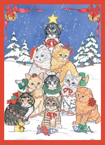 Picture of Pipsqueak Productions C978 Cat Holiday Boxed Cards