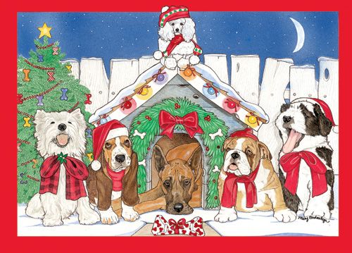 Picture of Pipsqueak Productions C991 Mix Dog  Holiday Boxed Cards