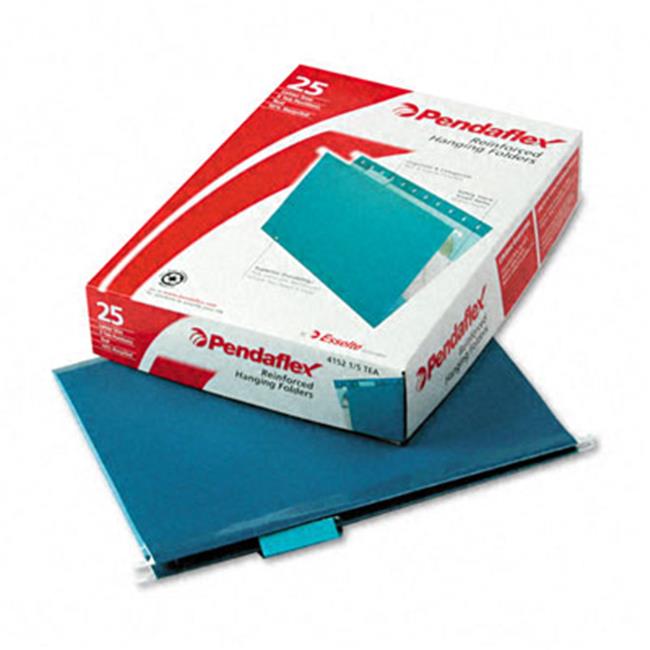 Pendaflex 415215TEA Reinforced Hanging File Folders- Kraft- Letter- Teal- 25/Box