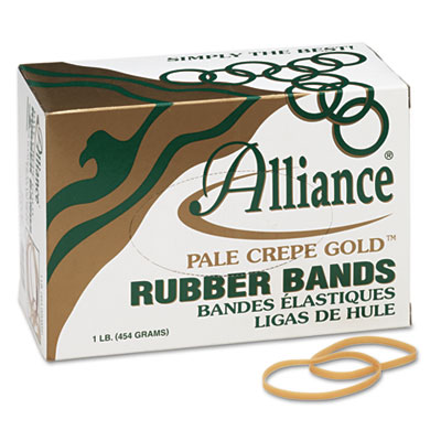 Picture of Alliance 20325 Pale Crepe Gold Rubber Bands- Size 32- 3 x 1/8- 1lb Box