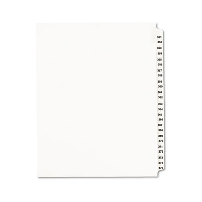 Picture of Avery 01344 Avery-Style Legal Side Tab Divider- Title: 351-375- Letter- White- 1 Set