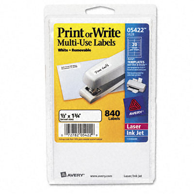 Picture of Avery 05422 Print or Write Removable Multi-Use Labels- 1/2 x 1-3/4- White- 840/Pack