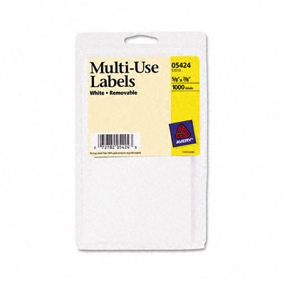 Picture of Avery 05424 Self-Adhesive Removable Multi-Use Labels- 5/8 x 7/8- White- 1000/Pack