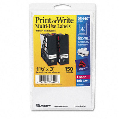 Picture of Avery 05440 Print or Write Removable Multi-Use Labels- 1-1/2 x 3- White- 150/Pack