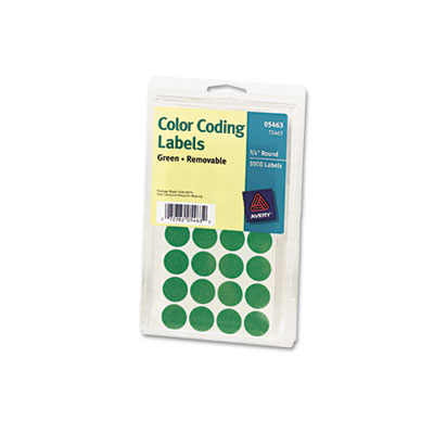 Picture of Avery 05463 Print or Write Removable Color-Coding Labels- 3/4in dia- Green- 1008/Pack
