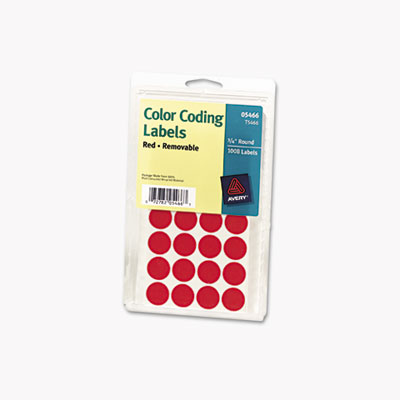 Picture of Avery 05466 Print or Write Removable Color-Coding Labels- 3/4in dia- Red- 1008/Pack