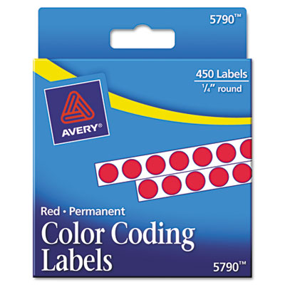 Picture of Avery 05790 Permanent Self-Adhesive Color-Coding Labels- 1/4in dia- Red- 450/Pack