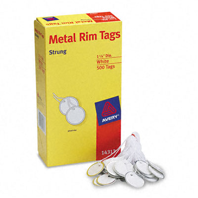 Picture of Avery 14313 Metal Rim Marking Tags- Metal/Paper- 1-1/4ö Diameter- White- 500/Box