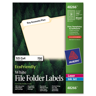 Picture of Avery 48266 EcoFriendly Labels- 2/3 x 3 7/16- White- 750/Pack