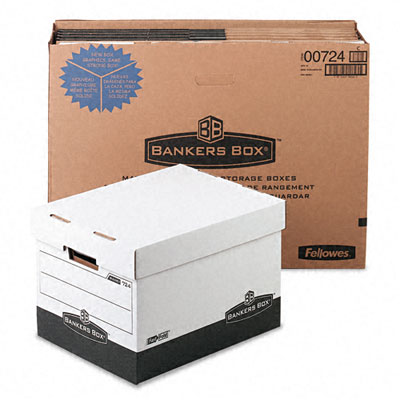 Picture of Bankers Box 00724 R-Kive Max Storage Box- Legal/Letter- Locking Lid- White/Black- 12/Carton