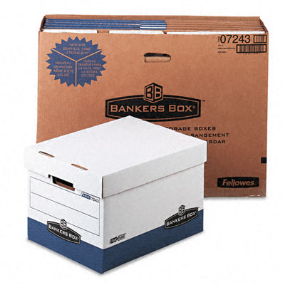 Picture of Bankers Box 07243 R-Kive Max Storage Box- Letter/Legal- Locking Lid- White/Blue- 12/Carton