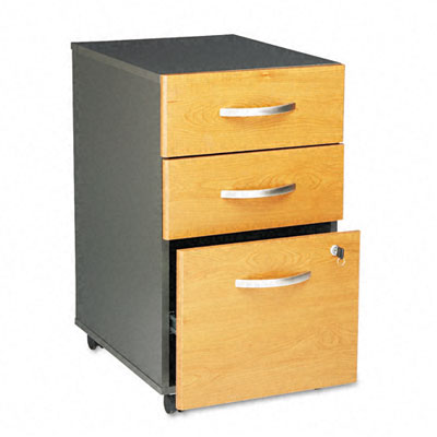 Picture of Bush WC72453SU Series C 3-Drawer Mobile Pedestal File- 28-1/8&amp;quot; High- Graphite GY/Medium Cherry