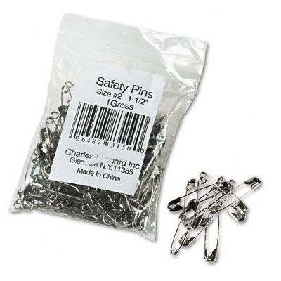 Picture of Charles Leonard 83150 Safety Pins- Nickel-Plated- Steel- 1 1/2&amp;quot; Length- 144/Pack