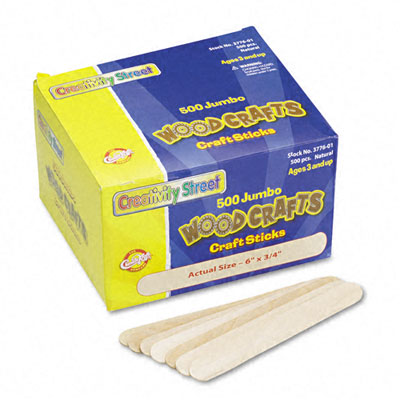 Picture of Chenille Kraft 3776-01 Natural Wood Craft Sticks- Jumbo Size- 6 x 3/4- Wood- Natural Wood- 500/Box