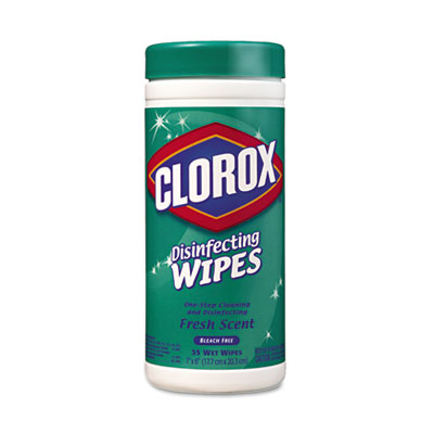 Clorox 01593EA Fresh Scent Disinfecting Wet Wipes Cloth 7 x 8 35Canister