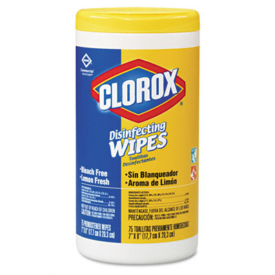 Picture of Clorox 15948EA Lemon Scent Disinfecting Wet Wipes- Cloth- 7 x 8- 75/Canister