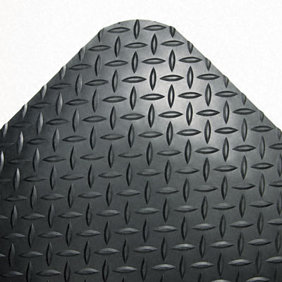 Picture of Crown CD0035DB Industrial Deck Plate Antifatigue Mat- Vinyl- 36 x 60- Black