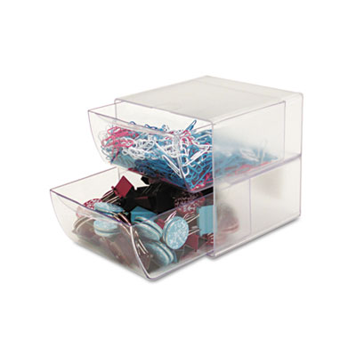 Picture of deflect-o 350101 2 Drawer Cube Organizer- Clear Plastic- 6 x 6 x 7 7/25