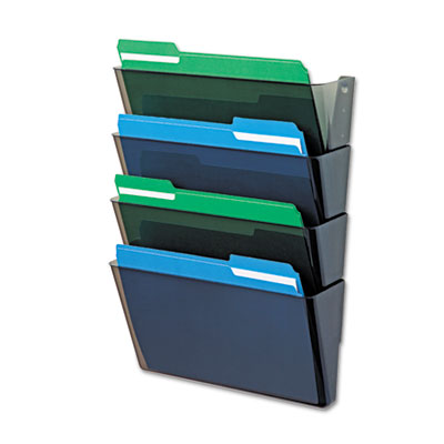Picture of deflect-o 73402 DocuPocket Four-Pocket Wall Set- Plastic- Letter- 13&amp;quot;w x 4&amp;quot;d x 7&amp;quot;h- Smoke