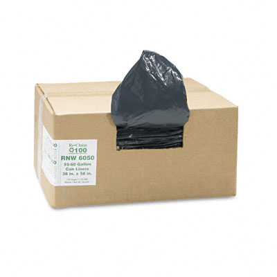 Picture of Earthsense Commercial RNW6050 Can Liners- 55-60 gal- 1.25mil- 38 x 58- Black- 100/Carton