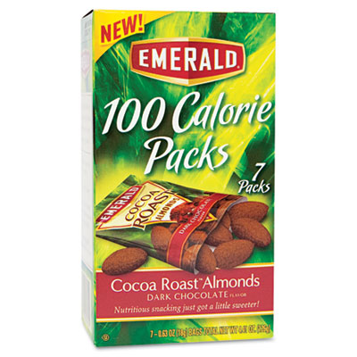 Picture of Emerald 84325 100 Calorie Pack Dark Chocolate Cocoa Roast Almonds- .63 oz Packs- 7 Packs/Box