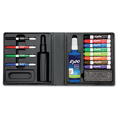 Picture of EXPO 80054 Low-Odor Dry Erase Marker- Eraser &amp; Cleaner- Chisel/Fine- 12/Set