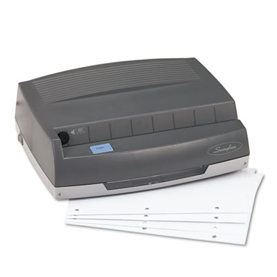 Picture of GBC Swingline 9800350 50-Sheet 350MD Electric Three Hole Punch- 1/4&amp;quot; Holes- Gray
