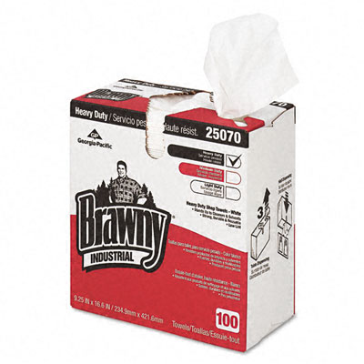 Picture of Georgia Pacific 25070 Brawny Industrial Heavy Duty Shop Towels- Cloth- 9-1/8 x 16-1/2- 100/Box