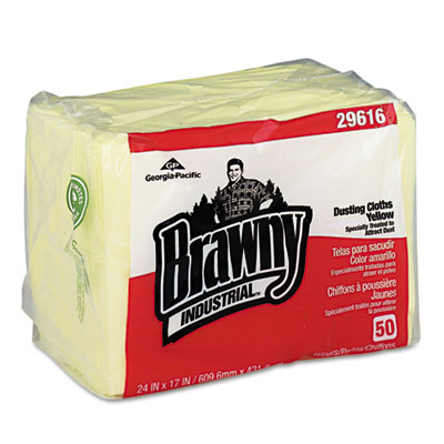 Picture of Georgia Pacific 29616 Brawny Industrial Dusting Cloths Quarterfold- 17 x 24- Yellow- 50/Pack- 4/Carton