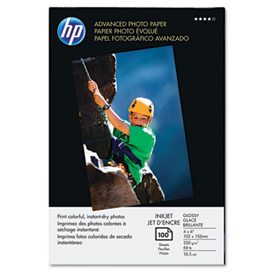 Picture of HP Q6638AND Advanced Photo Paper- 56 lbs.- Glossy- 4 x 6- 100 Sheets/Pack