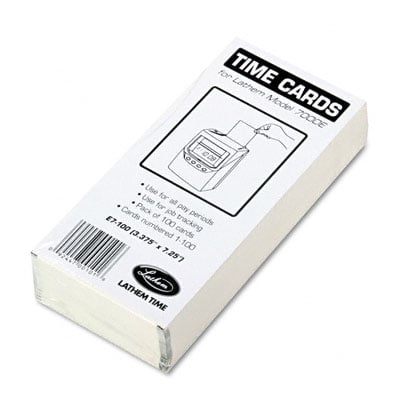 Picture of Lathem Time E7-100 Time Card for Lathem Model 7000E- Numbered 1-100- Two-Sided- 100/Pack