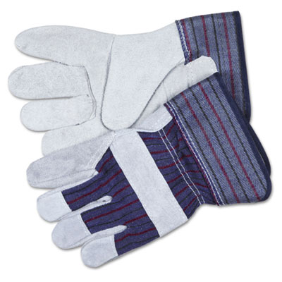 Picture of MCR Safety 12010L Split Leather Palm Gloves- Gray