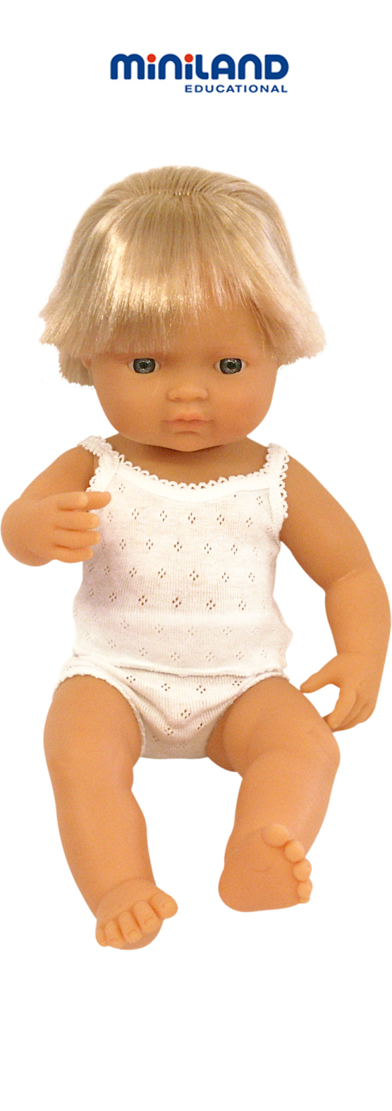 Picture of Miniland 31151 Baby Doll Caucasian Blond Boy 15&quot; 