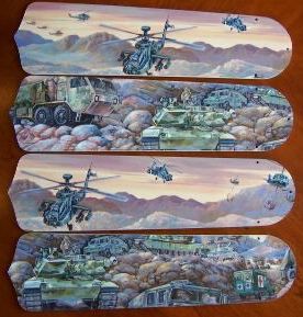 Picture of Ceiling Fan Designers 42SET-KIDS-ATMH Army Tanks Military Helicopter 42 in. Ceiling Fan Blades Only