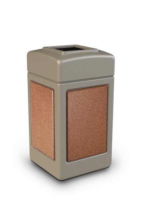 Commercial Zone Products 720316 42-gallon StoneTec Panel Trash Can Beige with Sedona Panels