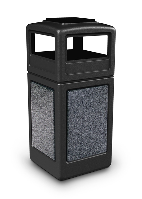 Commercial Zone Products 72051399 42-gallon StoneTec Panel with Ashtray Dome Lid Black with Pepperstone Panels