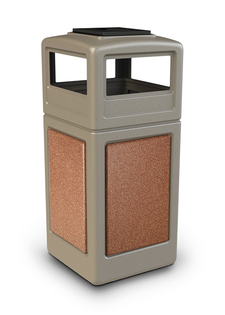 Commercial Zone Products 72051699 42-gallon StoneTec Panel with Ashtray Dome Lid  Beige with Sedona Panels