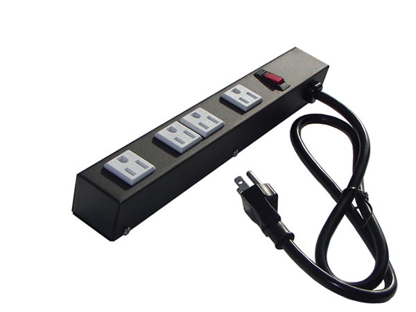 Picture of e-dustry EPS-1043 12 in. 4 Outlet Metal Power Strip