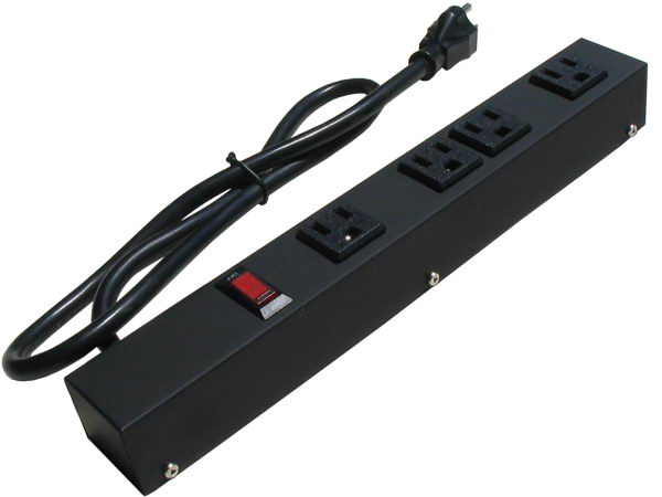 Picture of e-dustry EPS-10431 12 in. 4 Outlet Metal Power Strip